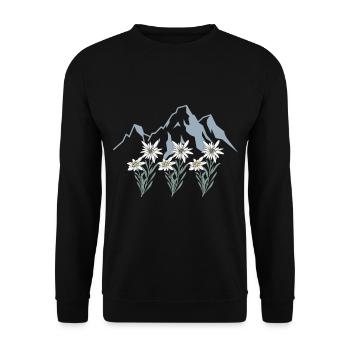 Edelweiss Alps Tyrol Swiss Mountain Flower - Unisex Sweatshirt - black - Front - Alina (178cm) & Michal (187cm)
