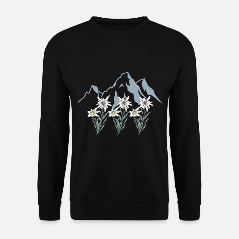 Edelweiß Alpen Tirol Schweizer Berg Blume - Unisex Pullover - Schwarz