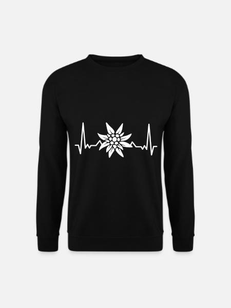 Edelweiß Herzschlag Alpen-Edelweiss - Unisex Pullover - Schwarz