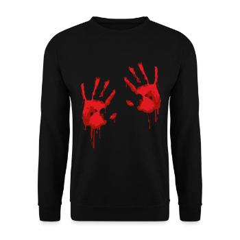 Blutige Hände Blutspritzer Zombie - Halloween - Unisex Pullover - Schwarz - Vorne - Alina (178cm) & Michal (187cm)