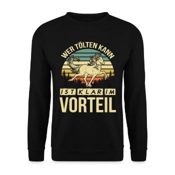 Islandpferd Reiterin Tölt Pferd tölten - Unisex Pullover - Schwarz - Vorne - Alina (178cm) & Michal (187cm)