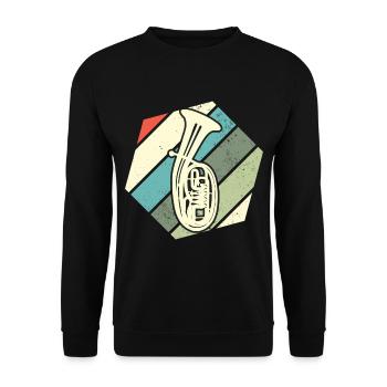 Tenorhorn Retro Musikinstrument Musiker - Unisex Pullover - Schwarz - Vorne - Alina (178cm) & Michal (187cm)