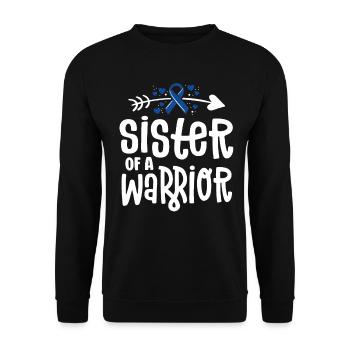 Schwester einer Krieger-Blauen Familie Darmkrebs - Unisex Pullover - Schwarz - Vorne - Alina (178cm) & Michal (187cm)