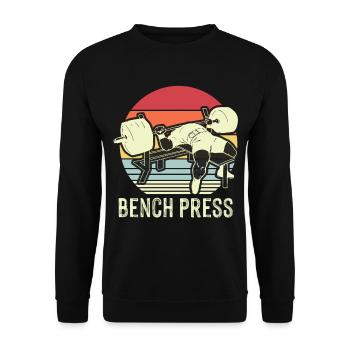 Bench Press Retro Workout Fitness Training - Unisex Sweatshirt - black - Front - Alina (178cm) & Michal (187cm)