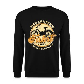 Mofafahrer Spruch Töffli Moped Mofa Geschenk - Unisex Pullover - Schwarz - Vorne - Alina (178cm) & Michal (187cm)