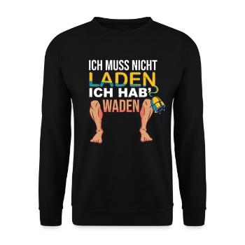 Lustiger Anti E-Bike Spruch Radfahrer Radsportler - Unisex Pullover - Schwarz - Vorne - Alina (178cm) & Michal (187cm)