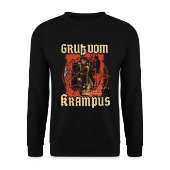GRUß VOM KRAMPUS NIKOLAUS KRAMPUSTAG GESCHENK - Unisex Pullover - Schwarz - Vorne - Alina (178cm) & Michal (187cm)
