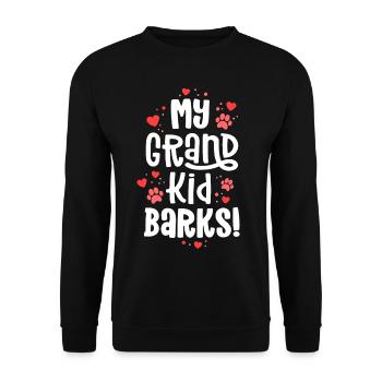 Mein Enkel bellt lustig Hund Oma Hemd Pawma - Unisex Pullover - Schwarz - Vorne - Alina (178cm) & Michal (187cm)