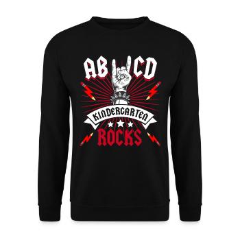 Kindergarten Rocks Rocker Rock Kindergartenkind - Unisex Pullover - Schwarz - Vorne - Alina (178cm) & Michal (187cm)
