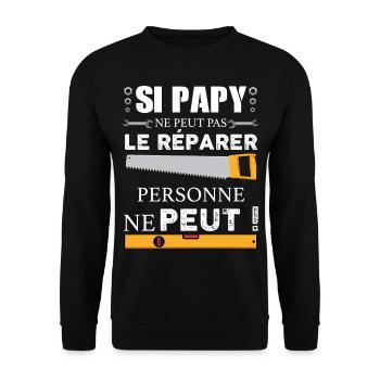 Papy bricoleur de génie. Humour bricolage - Sweat-shirt Unisexe - noir - Devant - Alina (178cm) & Michal (187cm)