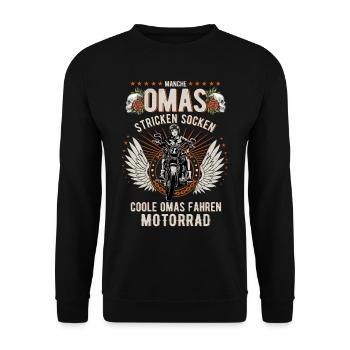 Biker-Oma Morradfahrer - Motorrad - Unisex Pullover - Schwarz - Vorne - Alina (178cm) & Michal (187cm)