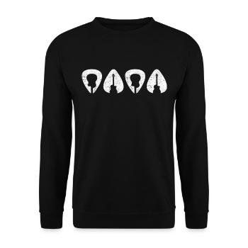 Gitarre Papa Musiker Instrument Plektron Gitarrist - Unisex Pullover - Schwarz - Vorne - Alina (178cm) & Michal (187cm)