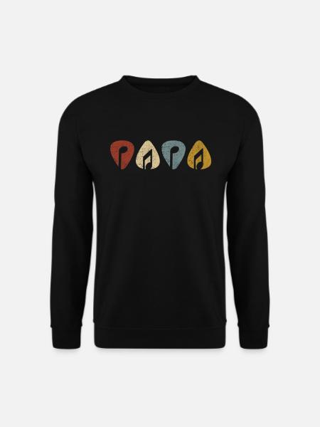 Gitarren Papa Musiker Noten Plektron Gitarrist - Unisex Pullover - Schwarz