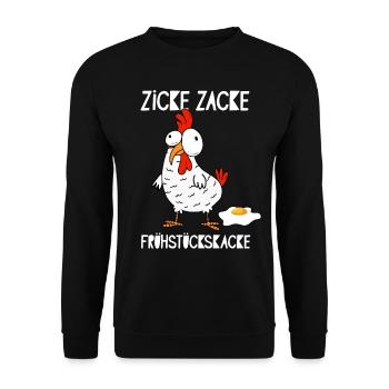 Hühnerhalter Hühnerstall Huhn Henne Frühstück Ei - Unisex Pullover - Schwarz - Vorne - Alina (178cm) & Michal (187cm)