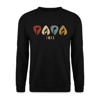 Gitarrist Papa 2023 Musiker Vater Gitarre Plektron - Unisex Pullover - Schwarz - Vorne - Alina (178cm) & Michal (187cm)