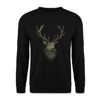 Hunter Shirt Men's Hunting Deer - Unisex Sweatshirt - black - Front - Alina (178cm) & Michal (187cm)