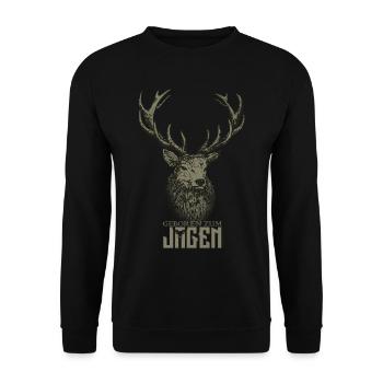Jäger geboren zum Jagen - Unisex Pullover - Schwarz - Vorne - Alina (178cm) & Michal (187cm)