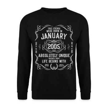 17 years January January 2005 - Unisex Sweatshirt - black - Front - Alina (178cm) & Michal (187cm)