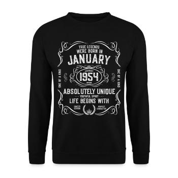 1954 January 68 years - Unisex Sweatshirt - black - Front - Alina (178cm) & Michal (187cm)