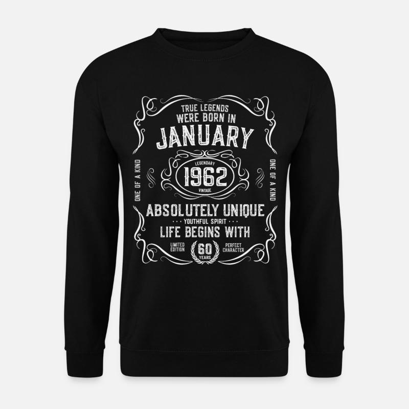 1962 Januar 60 Jahre - Unisex Pullover - Schwarz