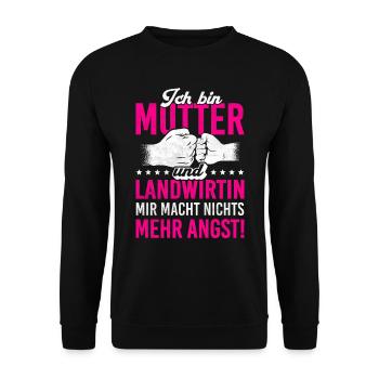 Landwirtin Mama Muttertag Geschenk Mutter Bäuerin - Unisex Pullover - Schwarz - Vorne - Alina (178cm) & Michal (187cm)