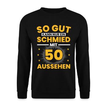 Schmied 50. Geburtstag Metallbauer Geschenk - Unisex Pullover - Schwarz - Vorne - Alina (178cm) & Michal (187cm)