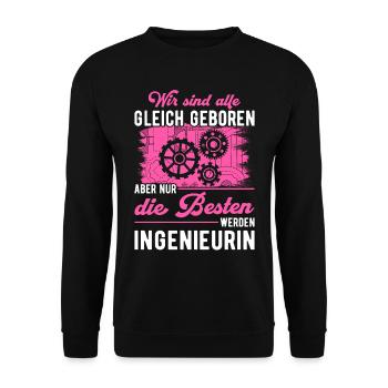 Die Besten werden Ingenieurin Geschenk - Unisex Pullover - Schwarz - Vorne - Alina (178cm) & Michal (187cm)