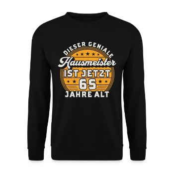 Hausmeister 65. Geburtstag Geschenk für Männer - Unisex Pullover - Schwarz - Vorne - Alina (178cm) & Michal (187cm)