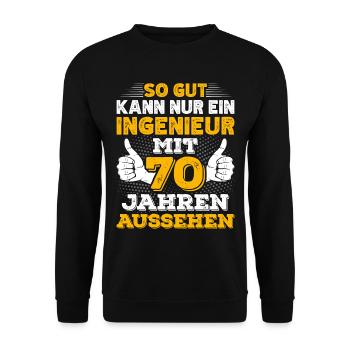 Ingenieur 70. Geburtstag Geschenk für Männer - Unisex Pullover - Schwarz - Vorne - Alina (178cm) & Michal (187cm)