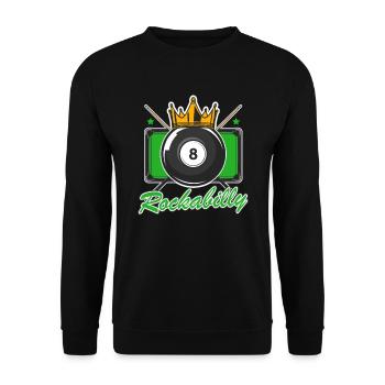 Rockabilly 50er Jahre Billard Spieler - Unisex Pullover - Schwarz - Vorne - Alina (178cm) & Michal (187cm)