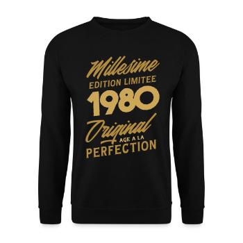 42 ans Millésime 1980 Original Cadeau anniversaire - Sweat-shirt Unisexe - noir - Devant - Alina (178cm) & Michal (187cm)