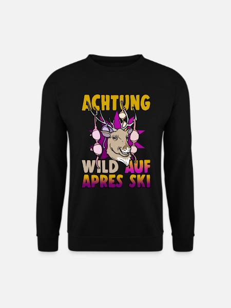 Achtung Wild Auf Apres Ski Hirsch - Unisex Pullover - Schwarz