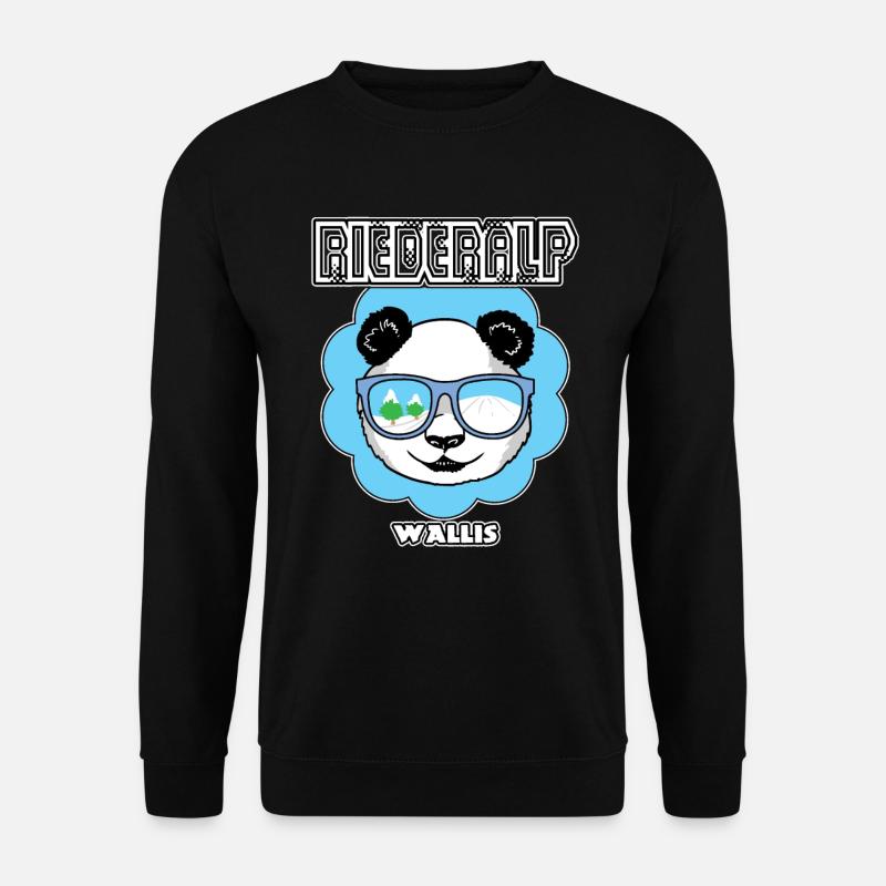 Panda Bär Riederalp Wallis Apres Ski - Unisex Pullover - Schwarz