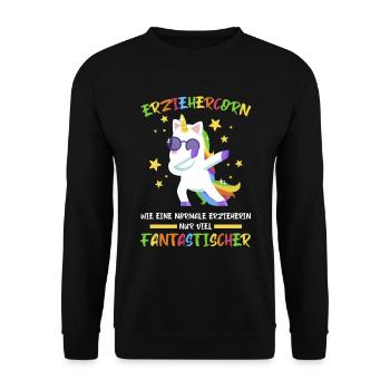 Erziehercorn Wie Eine Erzieherin Nur Besser - Unisex Pullover - Schwarz - Vorne - Alina (178cm) & Michal (187cm)