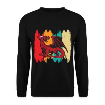 Dragon Retro Vintage Middle Ages with Fire - Unisex Sweatshirt - black - Front - Alina (178cm) & Michal (187cm)