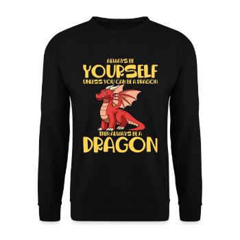 Sei ein Drache und sprühe Feuer Babydrache - Unisex Pullover - Schwarz - Vorne - Alina (178cm) & Michal (187cm)