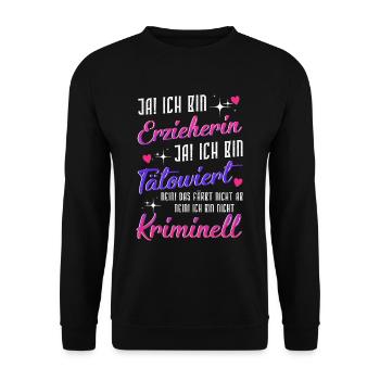 Erzieherin Und Tätowiert - Unisex Pullover - Schwarz - Vorne - Alina (178cm) & Michal (187cm)