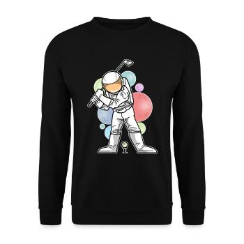 Astronaut Golf Golfer - Unisex Pullover - Schwarz - Vorne - Alina (178cm) & Michal (187cm)