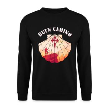 Camino De Santiago Muschel Buen Camino Jakobsweg - Unisex Pullover - Schwarz - Vorne - Alina (178cm) & Michal (187cm)