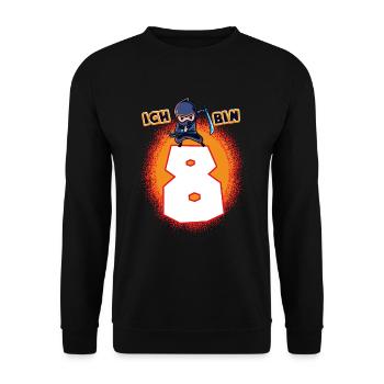 Ich Bin 8 Ninja 8. Geburtstag Mitgebsel - Unisex Pullover - Schwarz - Vorne - Alina (178cm) & Michal (187cm)
