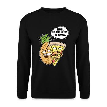 Pineapple Hawaiian Pizza Shh, No One Needs To Know - Unisex Pullover - Schwarz - Vorne - Alina (178cm) & Michal (187cm)