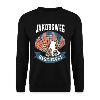 Camino De Santiago Jakobsweg Geschafft - Unisex Pullover - Schwarz - Vorne - Alina (178cm) & Michal (187cm)
