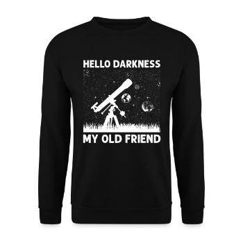 Telescope Astronomy Hello Darkness - Unisex Sweatshirt - black - Front - Alina (178cm) & Michal (187cm)