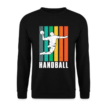 Handball Handballer Retro - Unisex Pullover - Schwarz - Vorne - Alina (178cm) & Michal (187cm)