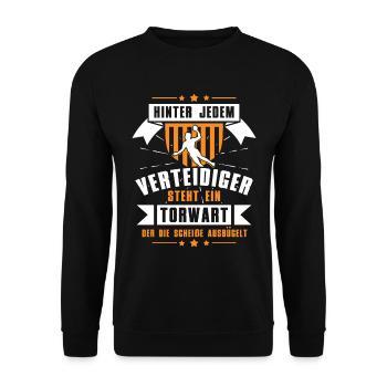 Handball Handballer Der Torwart Bügelt Es Aus - Unisex Pullover - Schwarz - Vorne - Alina (178cm) & Michal (187cm)