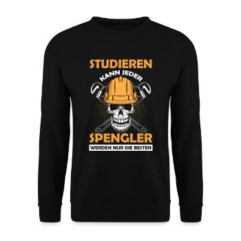 Klempner Spengler Werden Nur Die Besten - Unisex Pullover - Schwarz - Vorne - Alina (178cm) & Michal (187cm)