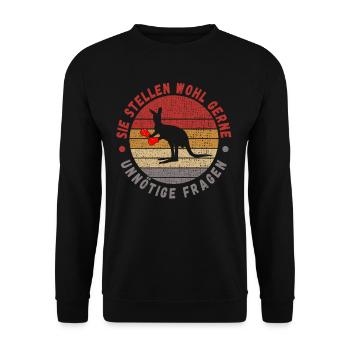 Stellen Wohl Gerne Unnötige Fragen Boxer Känguruh - Unisex Pullover - Schwarz - Vorne - Alina (178cm) & Michal (187cm)