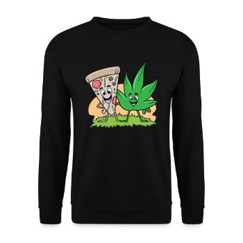 Pizza et Weed Cannabis Marijuana - Sweat-shirt Unisexe - noir - Devant - Alina (178cm) & Michal (187cm)