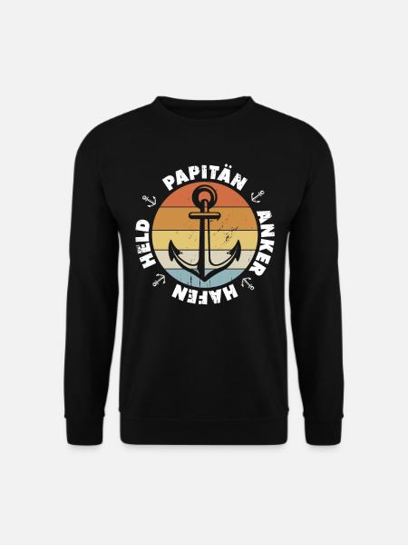 Papitän Papa Kapitän Vatertag Captain Anker Segler - Unisex Pullover - Schwarz