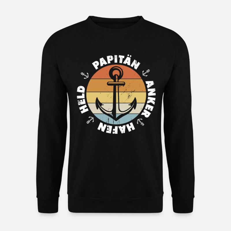 Papitän Papa Kapitän Vatertag Captain Anker Segler - Unisex Pullover - Schwarz
